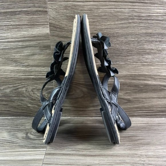 B.O.C. Black Floral T-Strap Buckle Sandals CCAL18 Women's Shoes Size 6 - Picture 5 of 9